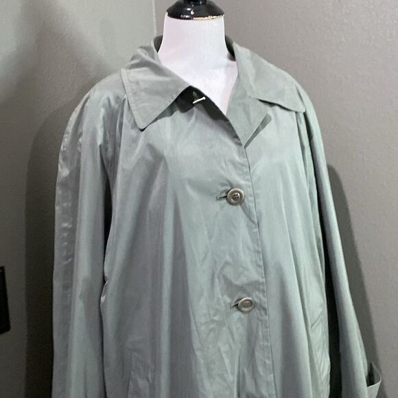 Vintage London Fog Light Spruce Green Trench Coat Removable Wool Liner - Picture 2 of 16